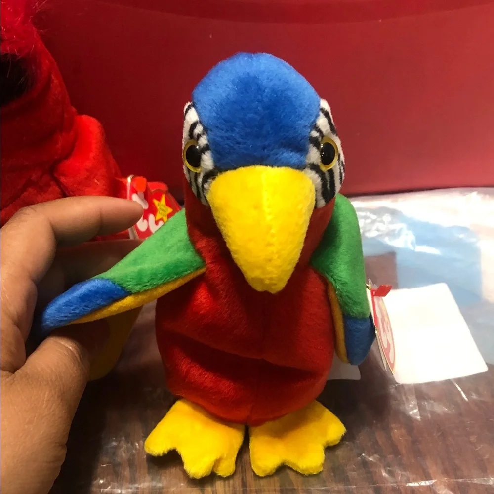 Ty Red and Multicolored Plush Bird Toy Set